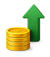 Monedas y flecha de crecimiento