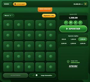 Tablero del juego Mines en modo demo