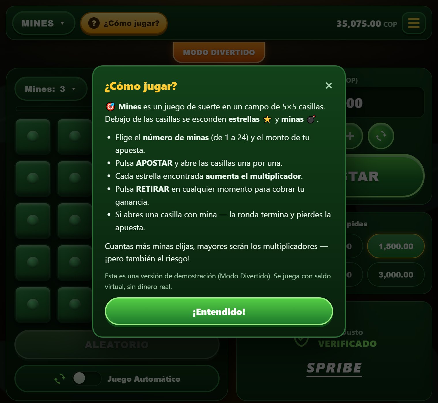 Cómo jugar Mines — reglas del juego de las minas paso a paso