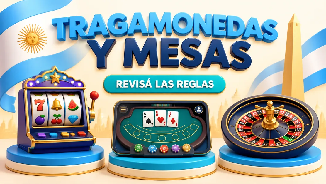 Tragamonedas y mesas del catálogo disponible en Argentina