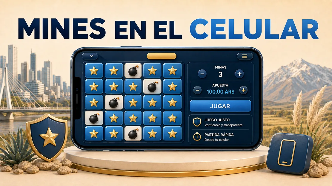 Mines abierto en el celular, en una partida rápida