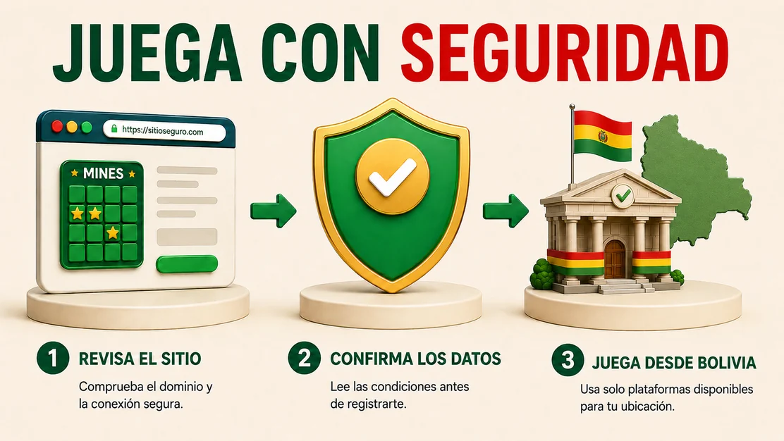 Mines en Bolivia con altiplano, montañas y símbolo de verificación