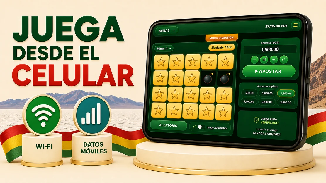 Juego Mines abierto en un celular desde Bolivia