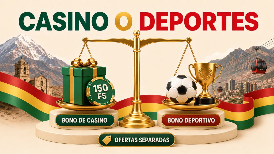 Comparación visual entre bono de casino y bono deportivo en Bolivia
