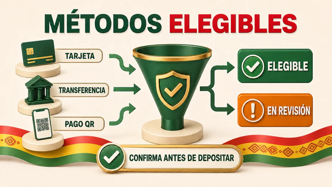 Métodos de pago bolivianos atravesando un filtro de elegibilidad para bonos