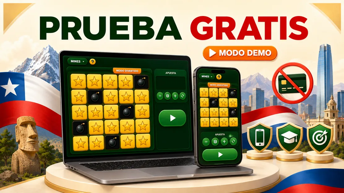 Modo de práctica de Mines con saldo virtual, antes de apostar dinero real