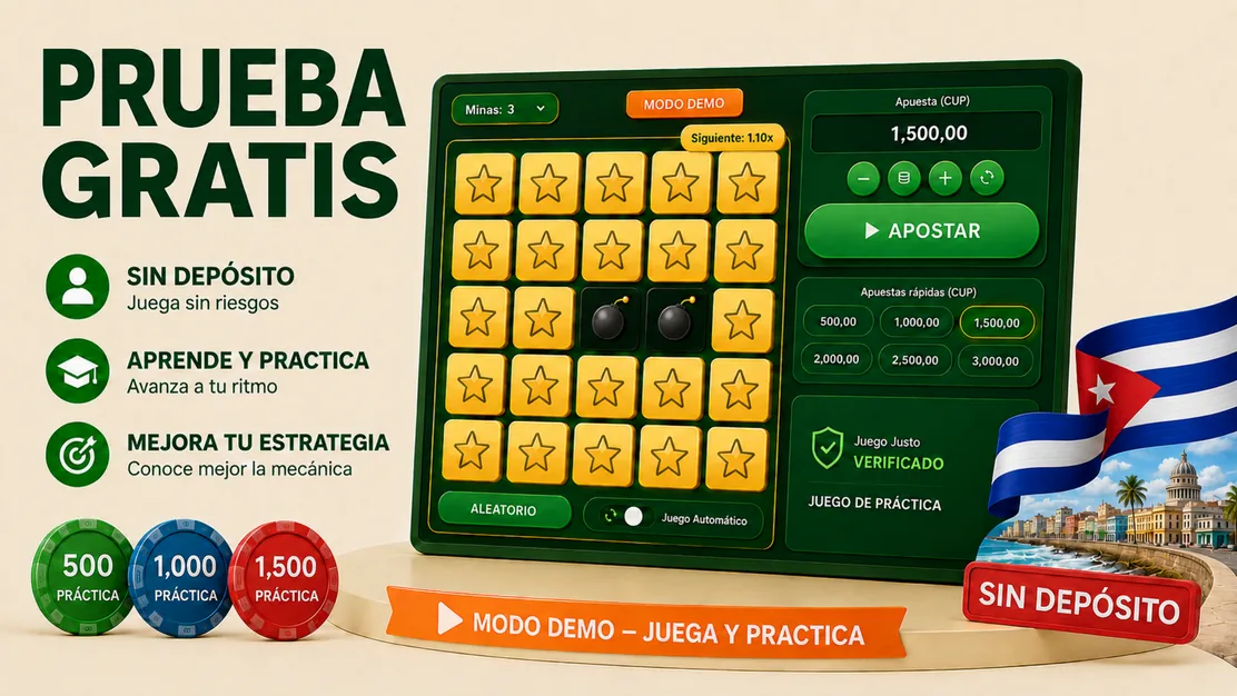 Mines demo gratis con créditos virtuales y tablero de práctica