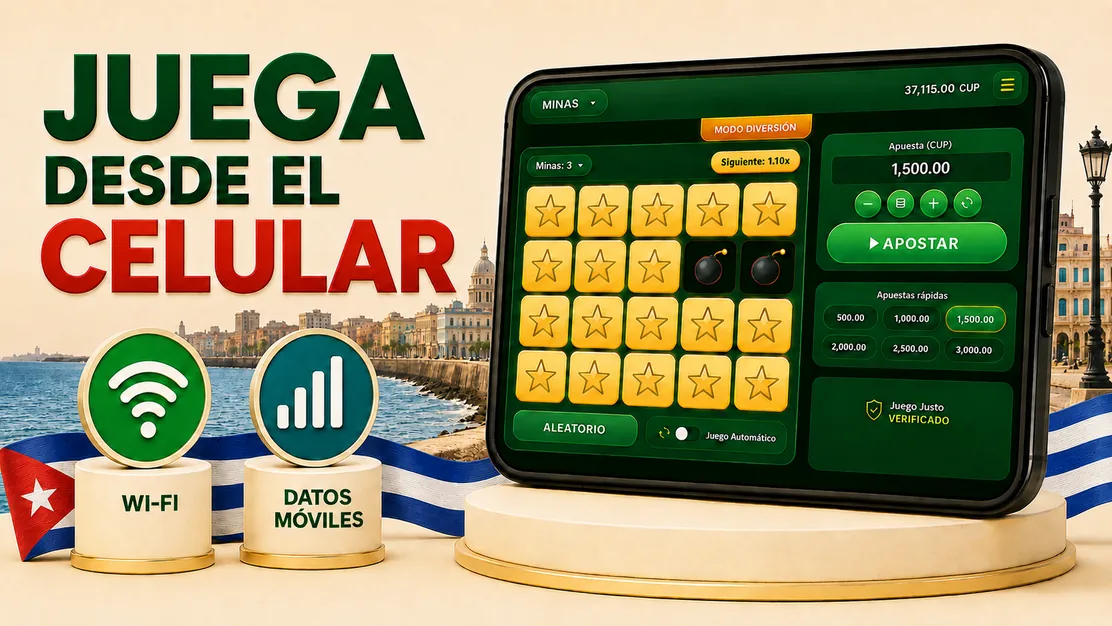 Juego Mines abierto en un celular desde Cuba