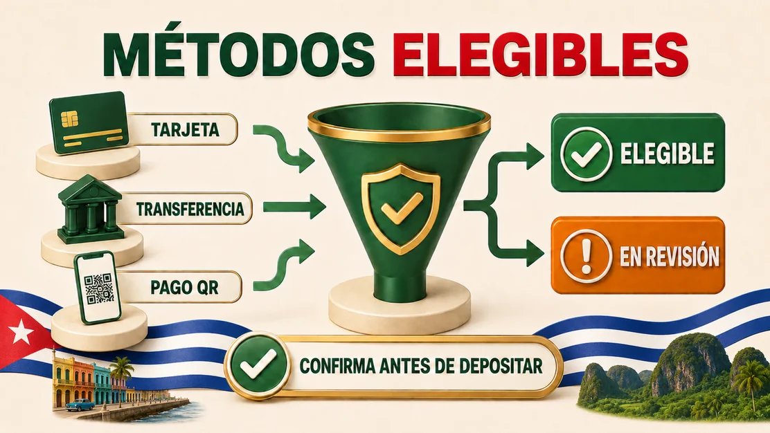 Métodos de pago atravesando un filtro de elegibilidad para promociones