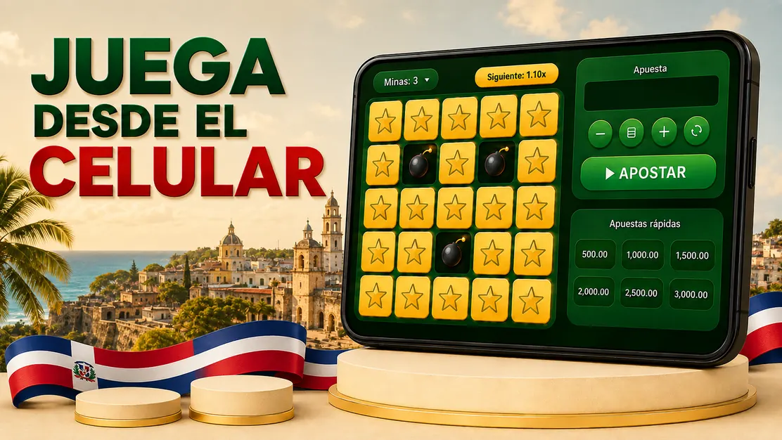 Juego Mines abierto en un celular desde República Dominicana
