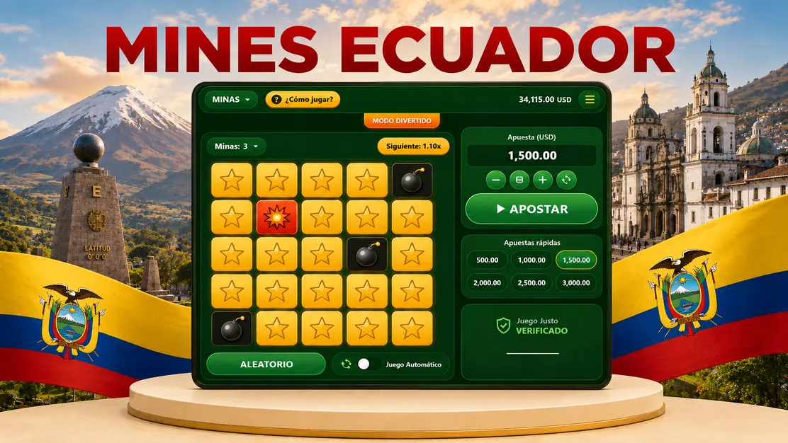 Juego Mines en Ecuador con tablero 5x5, estrellas seguras y bombas ocultas