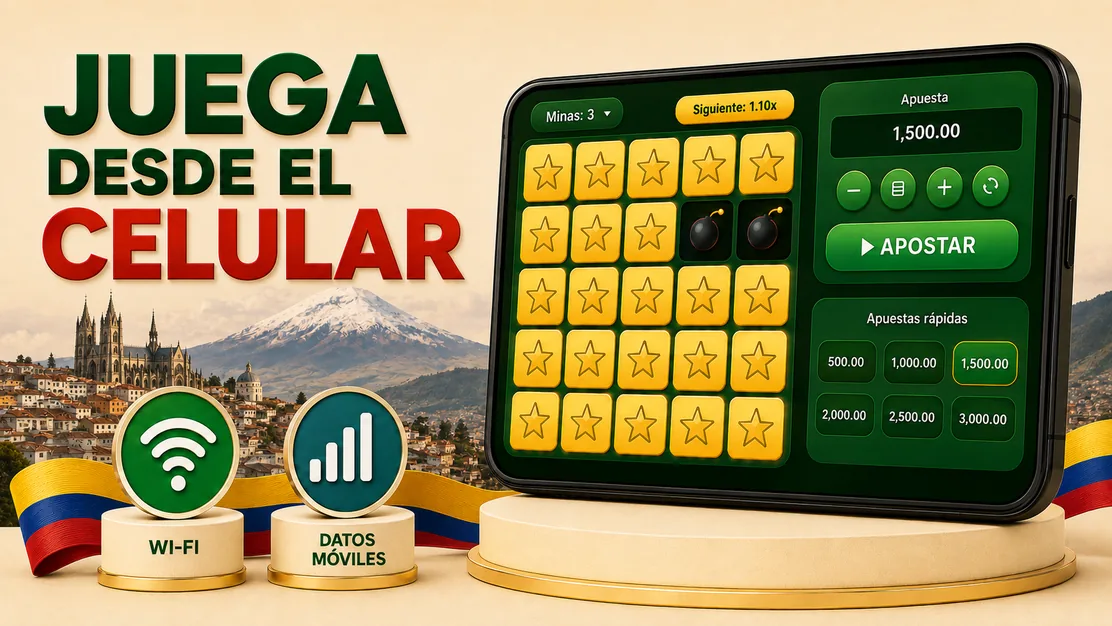 Juego Mines abierto en un celular desde Ecuador