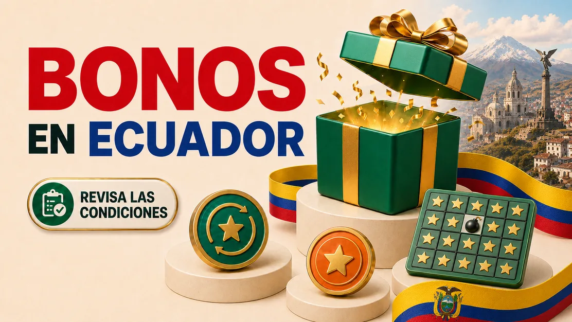 Bonos para Mines Ecuador con tablero, estrellas y símbolo de regalo