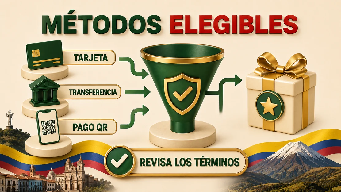 Métodos de pago ecuatorianos atravesando un filtro de elegibilidad para bonos