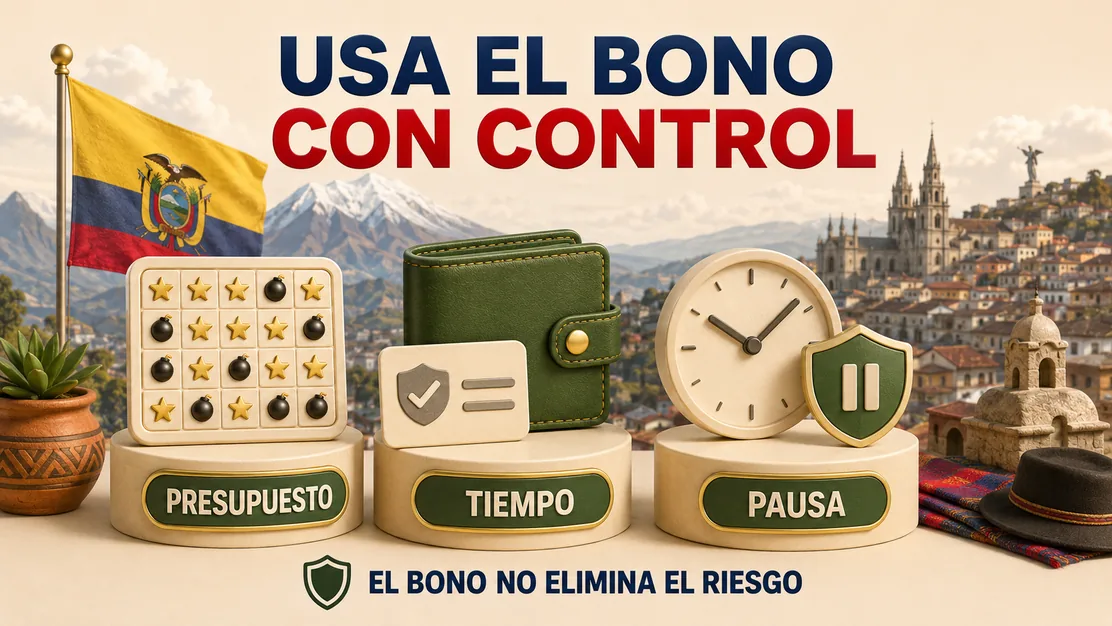 Uso responsable de un bono Mines con límites, reloj y pausa