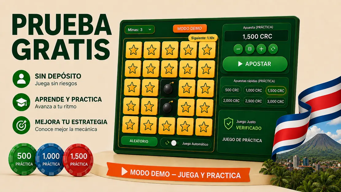 Mines demo gratis con créditos virtuales y tablero de práctica