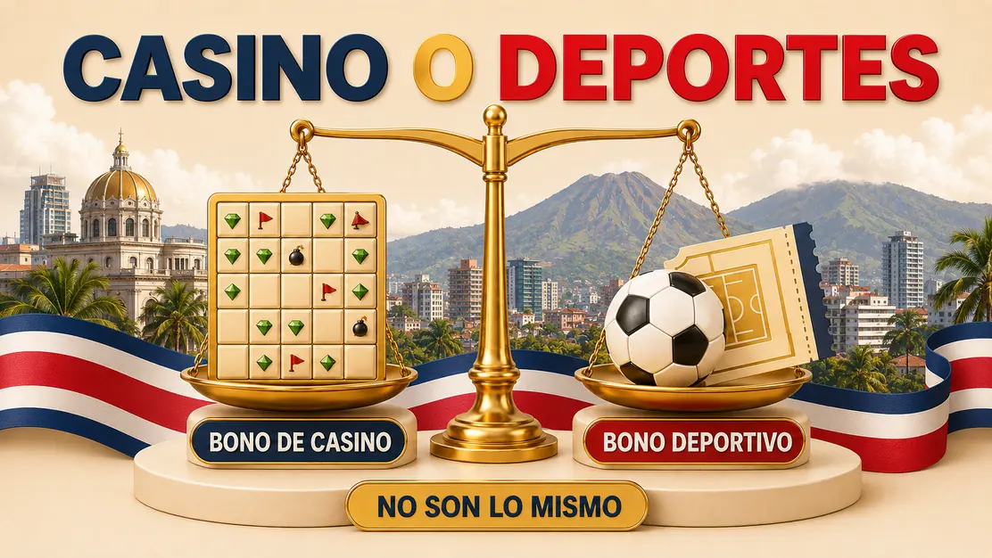 Comparación visual entre bono de casino y bono deportivo en Costa Rica