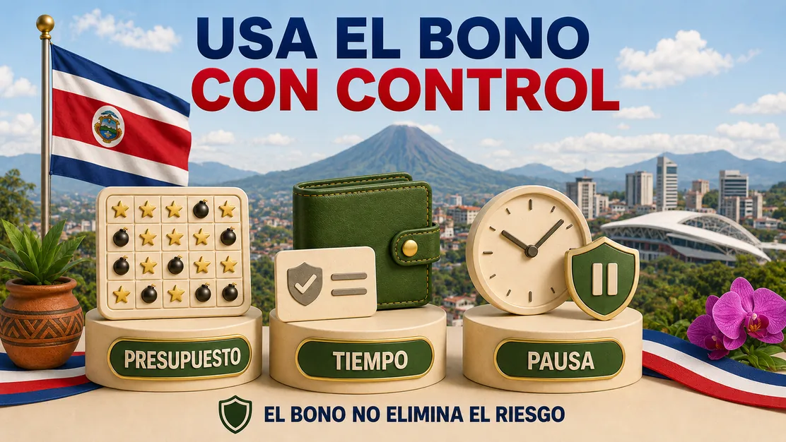 Uso responsable de un bono Mines con límites, reloj y pausa
