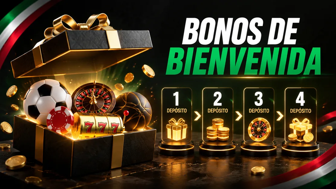Paquete de bienvenida de casino repartido entre cuatro depósitos