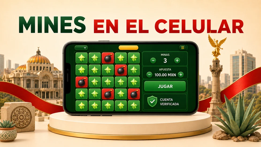 Mines abierto en el celular, en una partida rápida