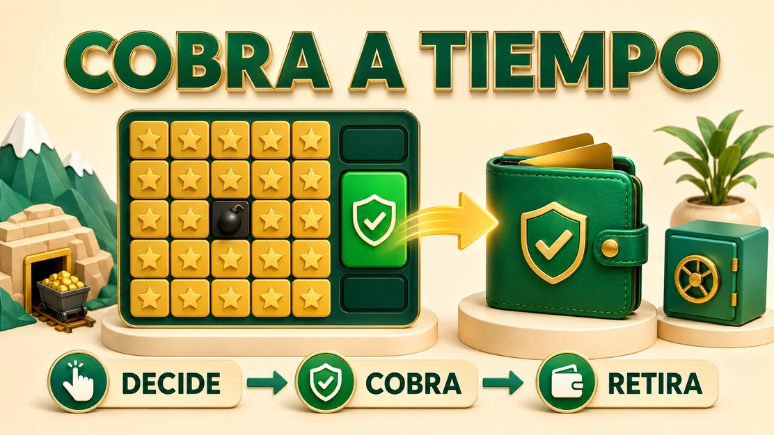 Momento de cobrar una ronda Mines después de encontrar varias gemas