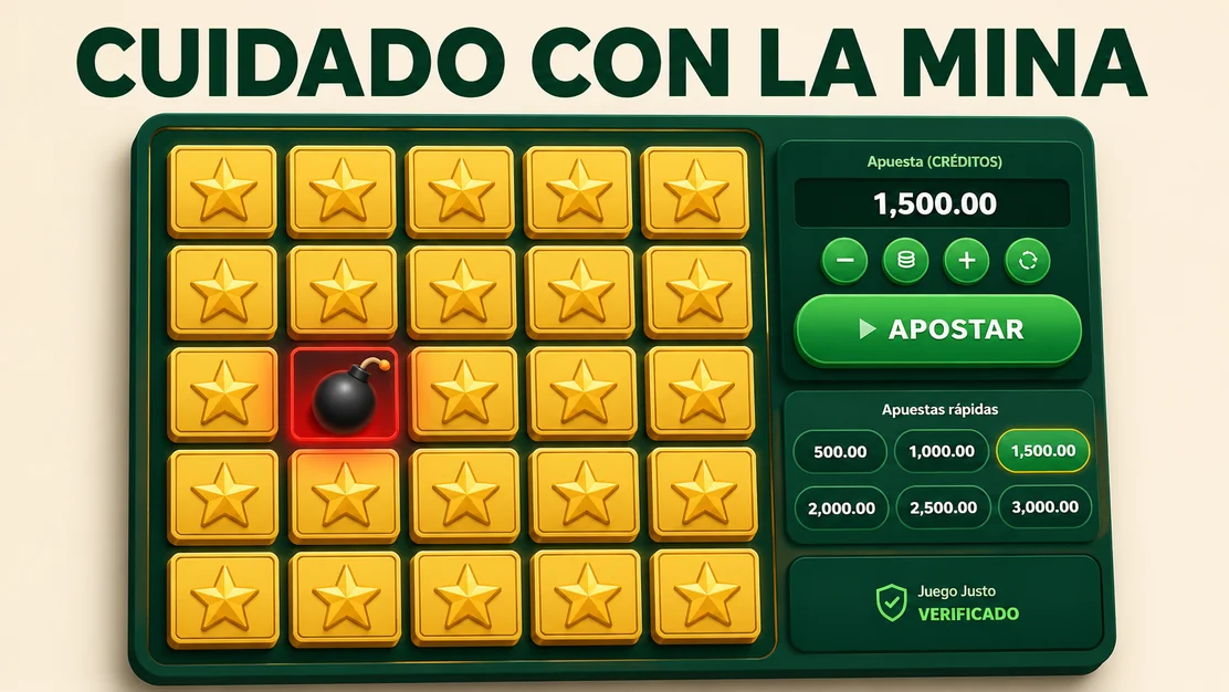 Mina activada en el tablero con una explosión brillante y controlada