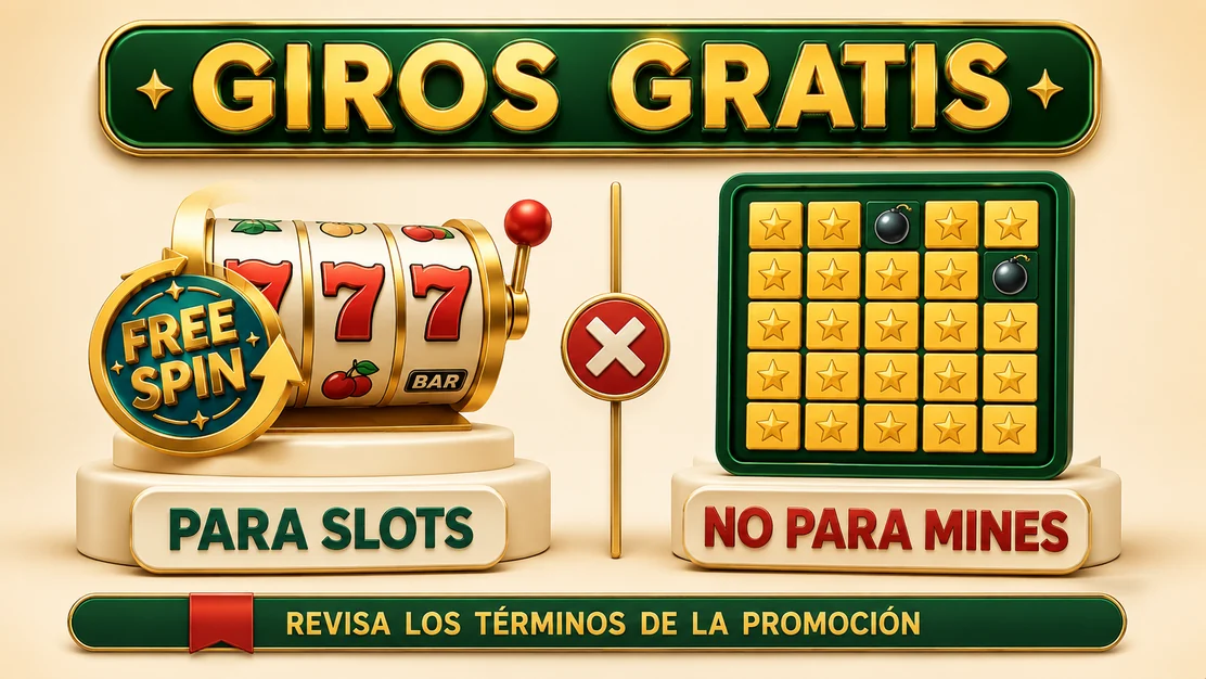 Free spins de tragamonedas separados visualmente del juego Mines