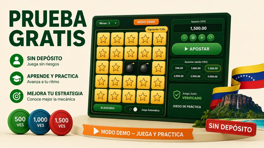 Mines demo gratis con créditos virtuales y tablero de práctica