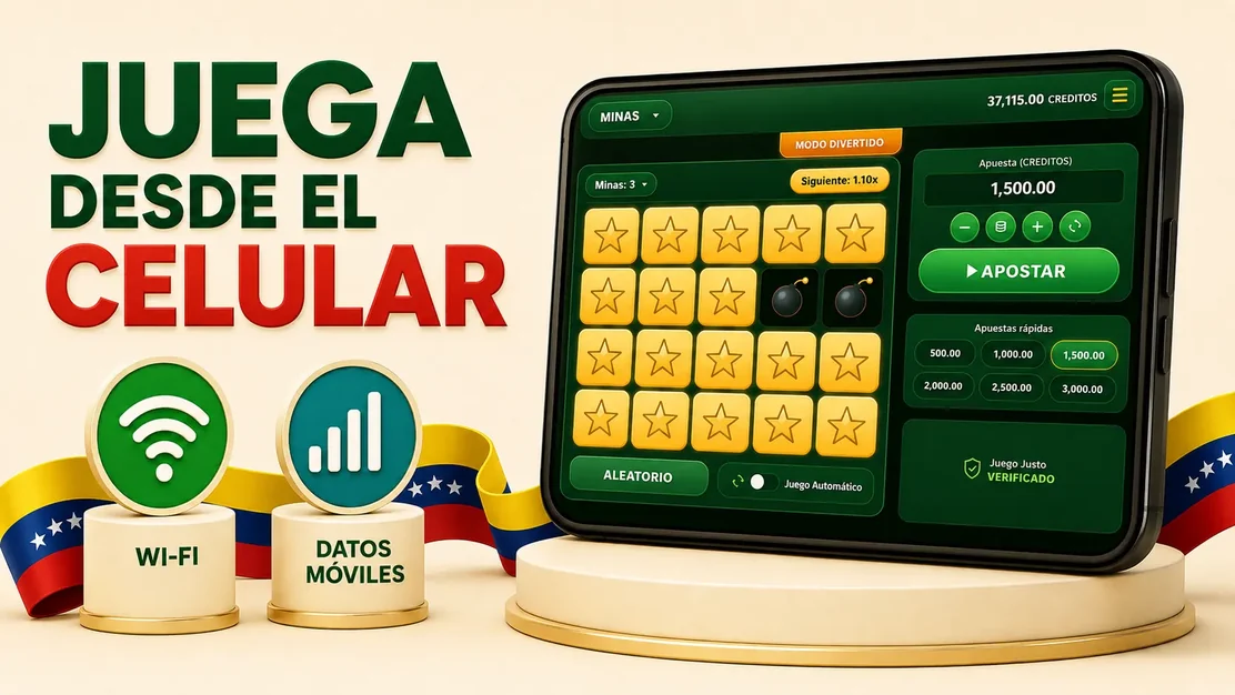 Juego Mines abierto en un celular desde Venezuela