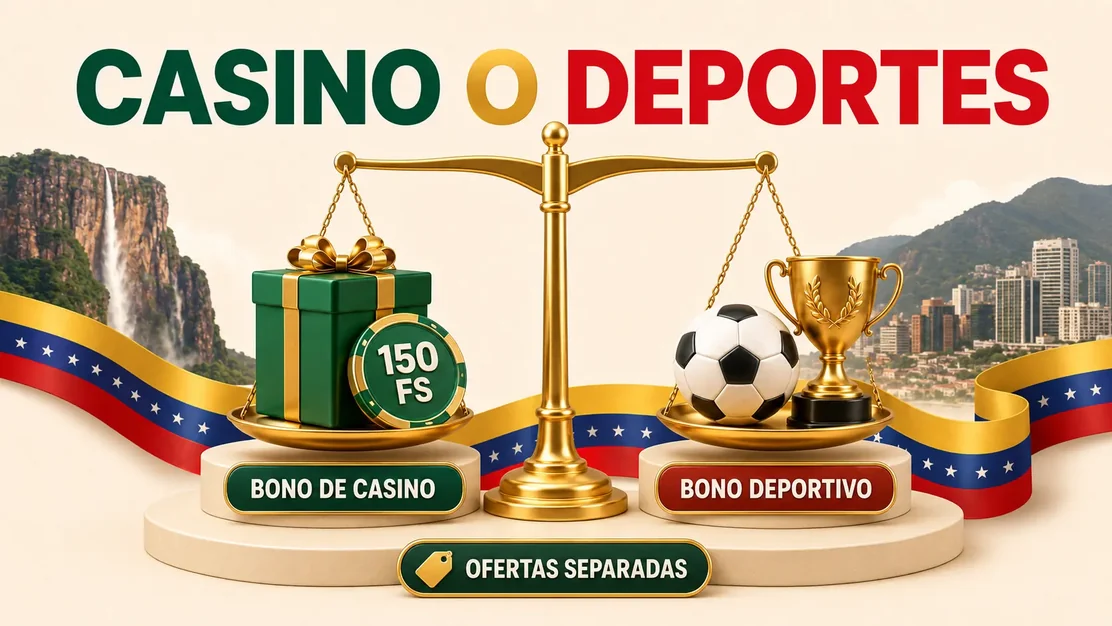 Comparación visual entre bono de casino y bono deportivo en Venezuela